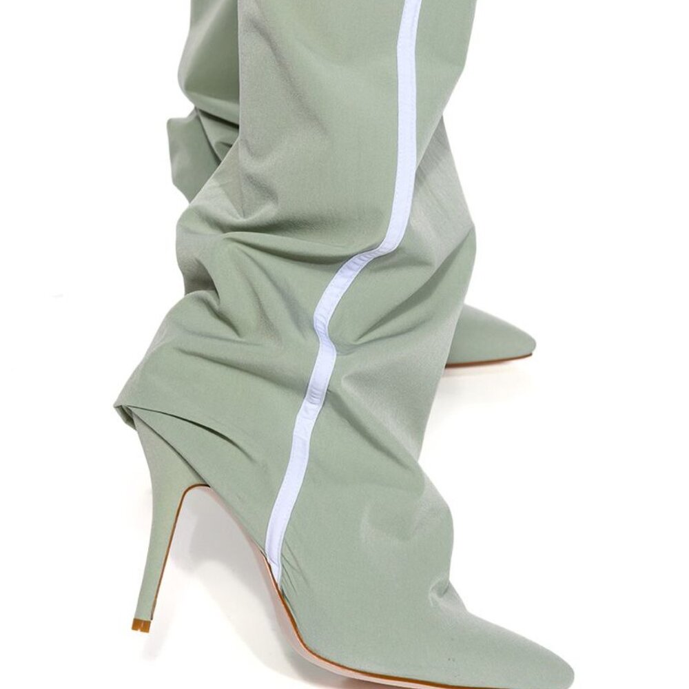 Callie Kill the Track Azalea Wang PantBoot SAGE GREEN Nylon Jogger Boot 7 7.5 8 - Picture 3 of 16